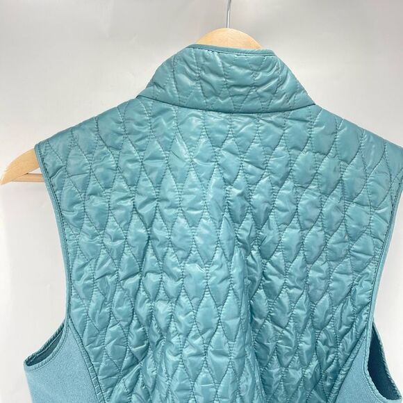 Talbots Womens Quilted Puffer Jacket Vest Lined Full Zip Snap Button Blue Medium - Picture 9 of 14